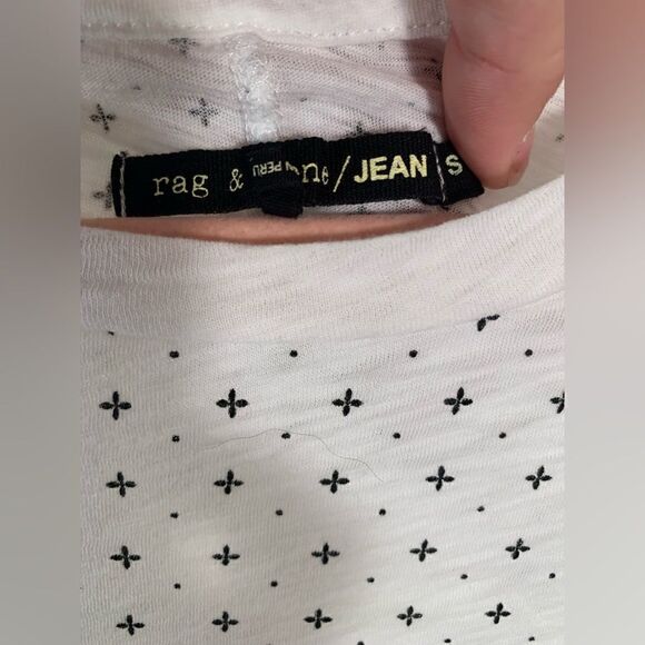 Rag & Bone EUC white/black patterned short sleeve t shirt Size Small - Picture 3 of 5